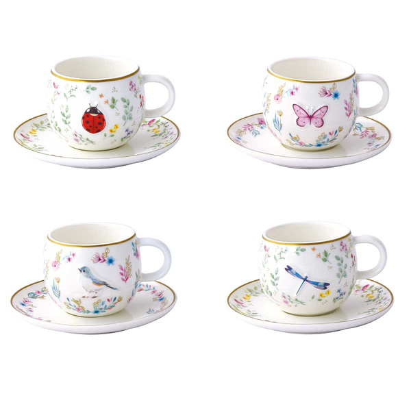 Σετ 4 τεμάχια φλιτζάνια καφέ 120ml πορσελάνη Fancy Garden 4 σχέδια