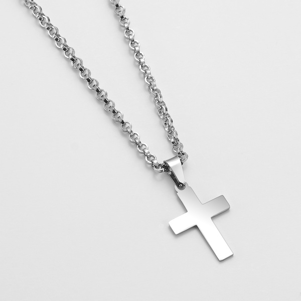 Σταυρός από ατσάλι 2.5x1.5cm Grace με ατσάλινη αλυσίδα